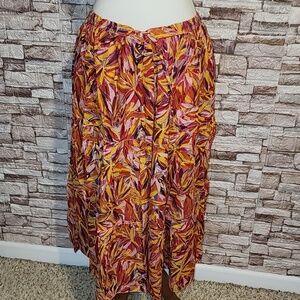 Jane Ashley Vibrant Multicolor Leaf Print Skirt